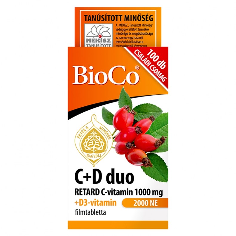 BioCo C+D Duo Retard C-vitamin 1000mg+D3-vitamin 2000NE filmtabletta 100db