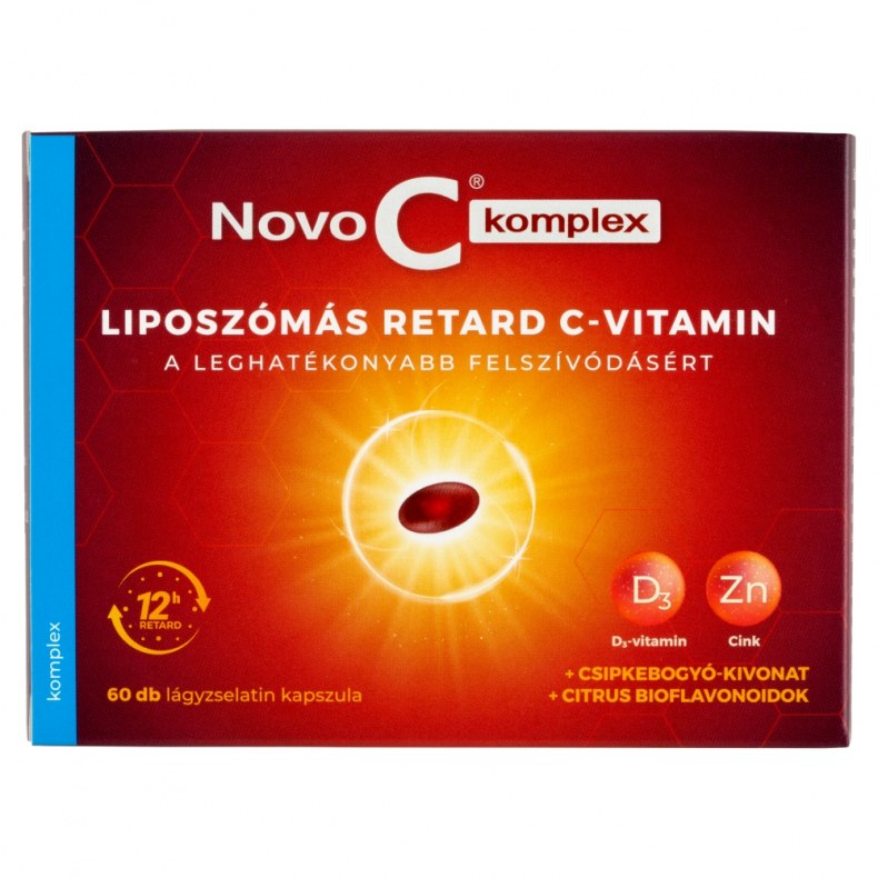 Novo C Komplex Liposzómás Retard C-Vitamin +D3 +Cink Lágykapszula 60X