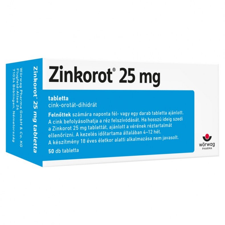 Zinkorot 25 mg Tabletta   50 db