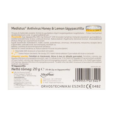 Alternative view of Medistus antivirus honey & lemon lágypasztilla 10 db