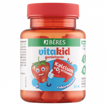 Béres VitaKid Kalcium+D3-vitamin cukormentes gumitabletta étrend-kiegészítő 30 x 3,18 g (95,4 g)