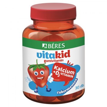 Béres VitaKid Kalcium+D3-vitamin cukormentes gumitabletta étrend-kiegészítő 30 x 3,18 g (95,4 g)