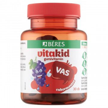 Béres VitaKid Vas cukormentes gumitabletta étrend-kiegészítő 30 x 3 g (90 g)