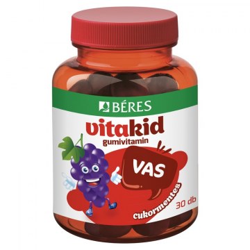 Béres VitaKid Vas cukormentes gumitabletta étrend-kiegészítő 30 x 3 g (90 g)