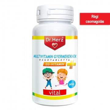 Alternative view of Dr. Herz multivitamin gyerekeknek + D-vitamin rágótabletta – 60db