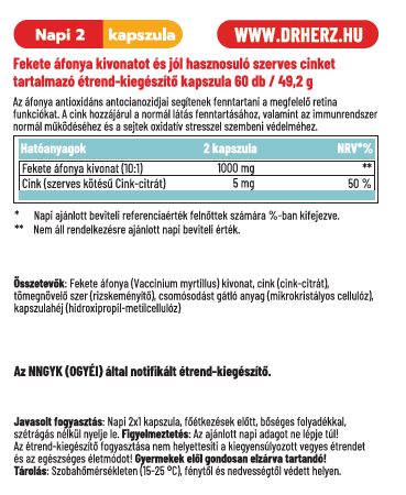 Dr. Herz Fekete Áfonya 1000 mg + Szerves Cink 60 db kapszula - Image 2