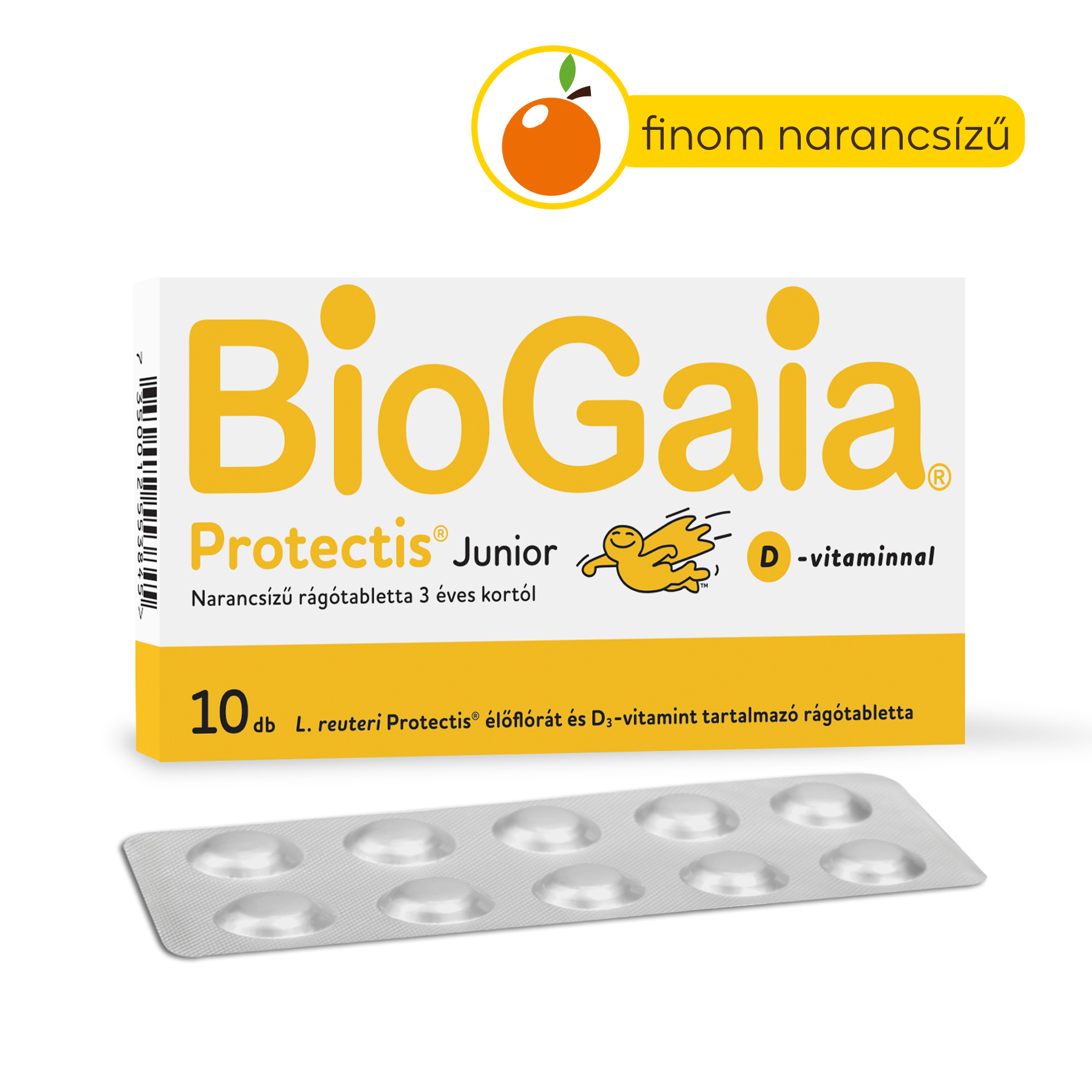 BioGaia Protectis Junior + D-vitamin rágótabletta 10 db - narancsízű - Image 2