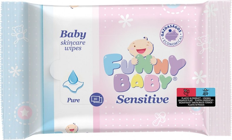 FUNNY BABY SENSITIVE PURE NEDVES TÖRLŐKENDŐ 60X