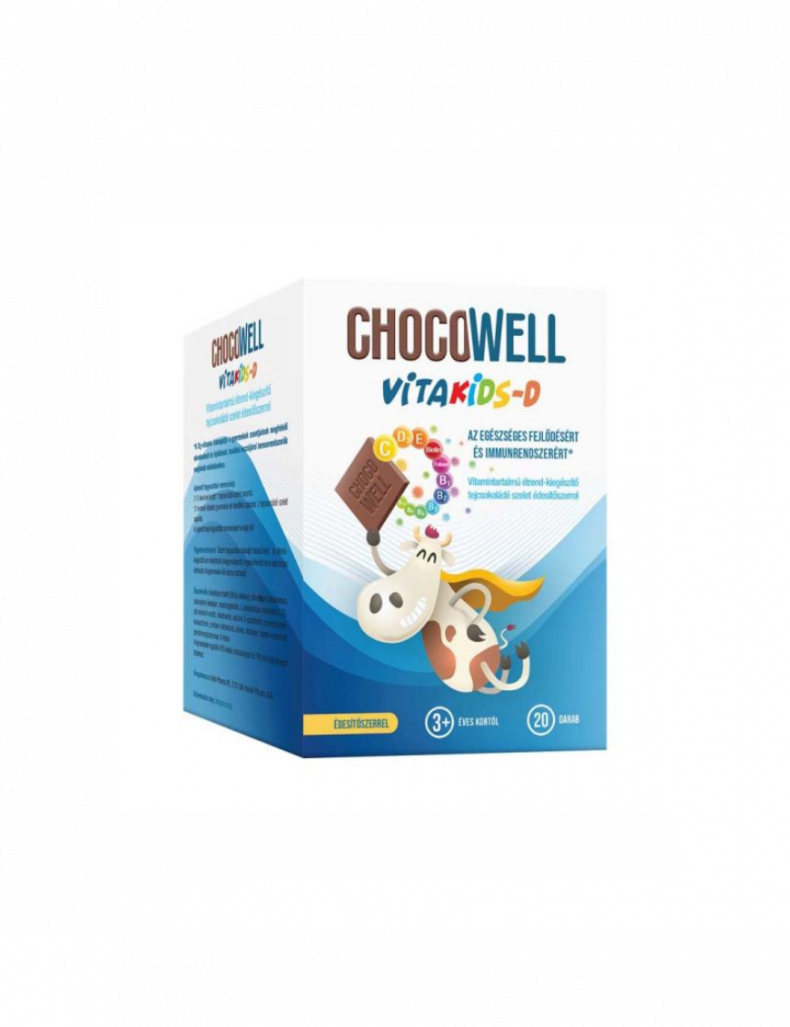 Chocowell Vitakids-D Étrendkiegészítő Tejcsoki 20X
