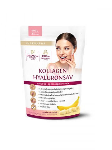 Interherb KOLLAGÉN&HYALURONSAV ÉTREND-KIEGÉSZÍTŐ ITALPOR ÉDESÍTŐSZERREL BANÁN-SPLIT ÍZŰ 403G