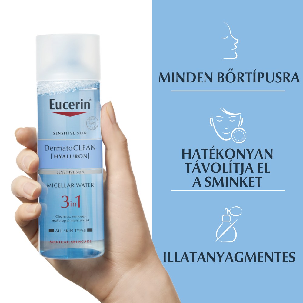 Eucerin DermatoCLEAN Hyaluron 3 az 1-ben Micellás arclemosó 200 ml - Image 2