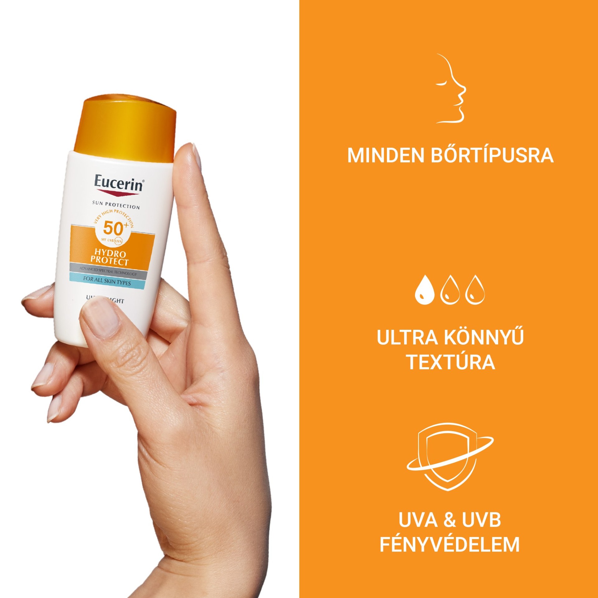 Eucerin Sun Hydro-Protect ultra könnyű napozó fluid arcra SPF50+ 50 ml - Image 4