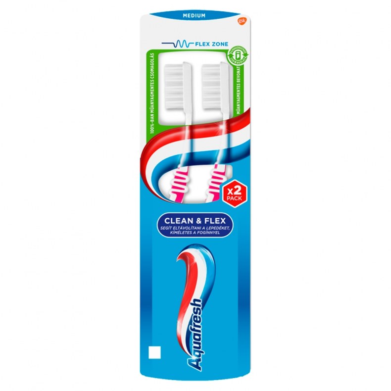 Aquafresh fogkefe clean&amp flex medium 2x