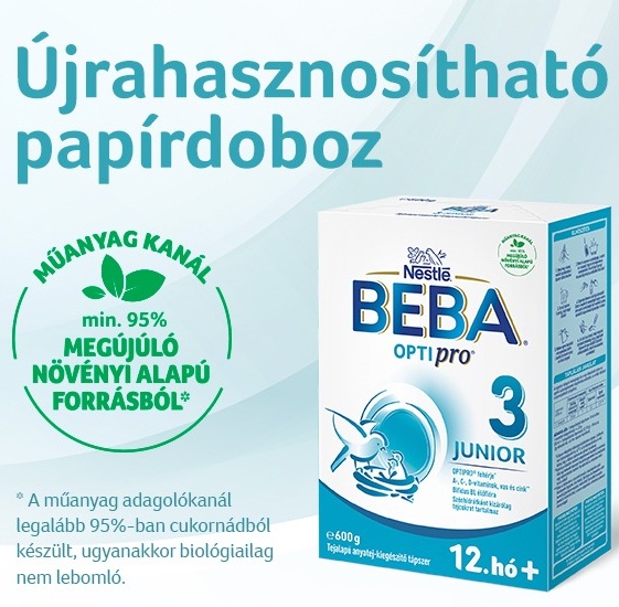 Beba Optipro 3 Junior tejalapú anyatej-kiegészítő tápszer 12. hó+ 600 g