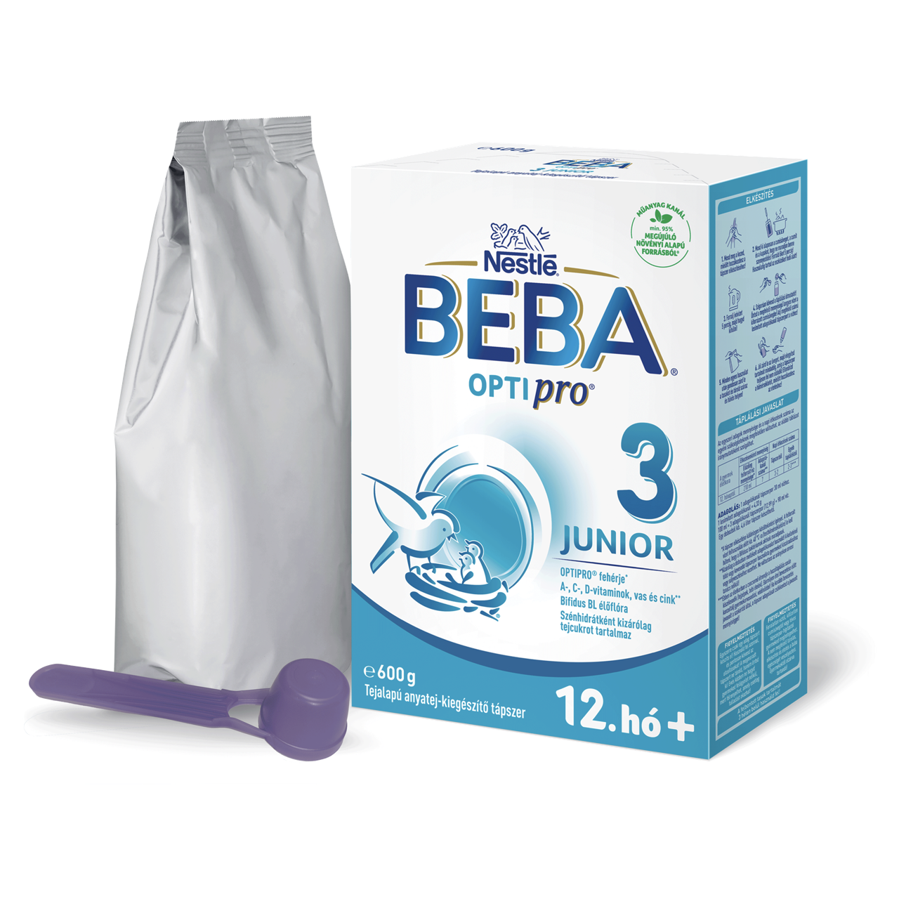 Beba Optipro 3 Junior tejalapú anyatej-kiegészítő tápszer 12. hó+ 600 g