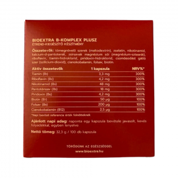 Alternative view of BIOEXTRA B-KOMPLEX PLUSZ ÉTREND-KIEGÉSZÍTŐ KAPSZULA 100X