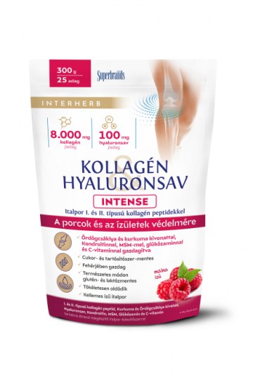 Interherb KOLLAGÉN&HYALURONSAV INTENSE MÁLNA ÍZŰ 300G