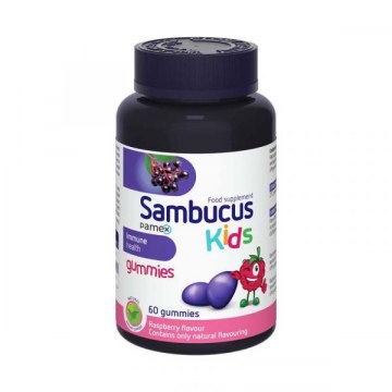 SAMBUCUS KIDS GUMIVITAMIN MÁLNA 60X PAMEX
