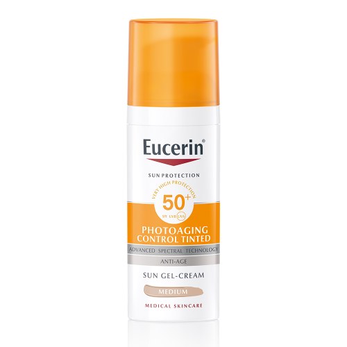 EUCERIN SUN FF50+ NAPOZÓ ARCKRÉM SZÍNEZETT 50ML (PHOTOAGING MEDIUM)