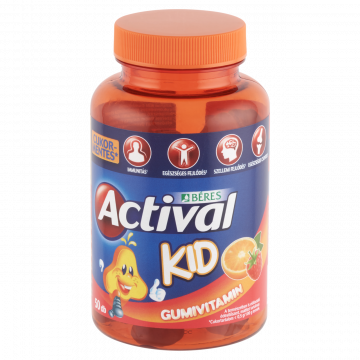 Béres Actival Kid Gumivitamin cukormentes gumitabletta étrend-kiegészítő multivitam 50 x 3 g (150 g)
