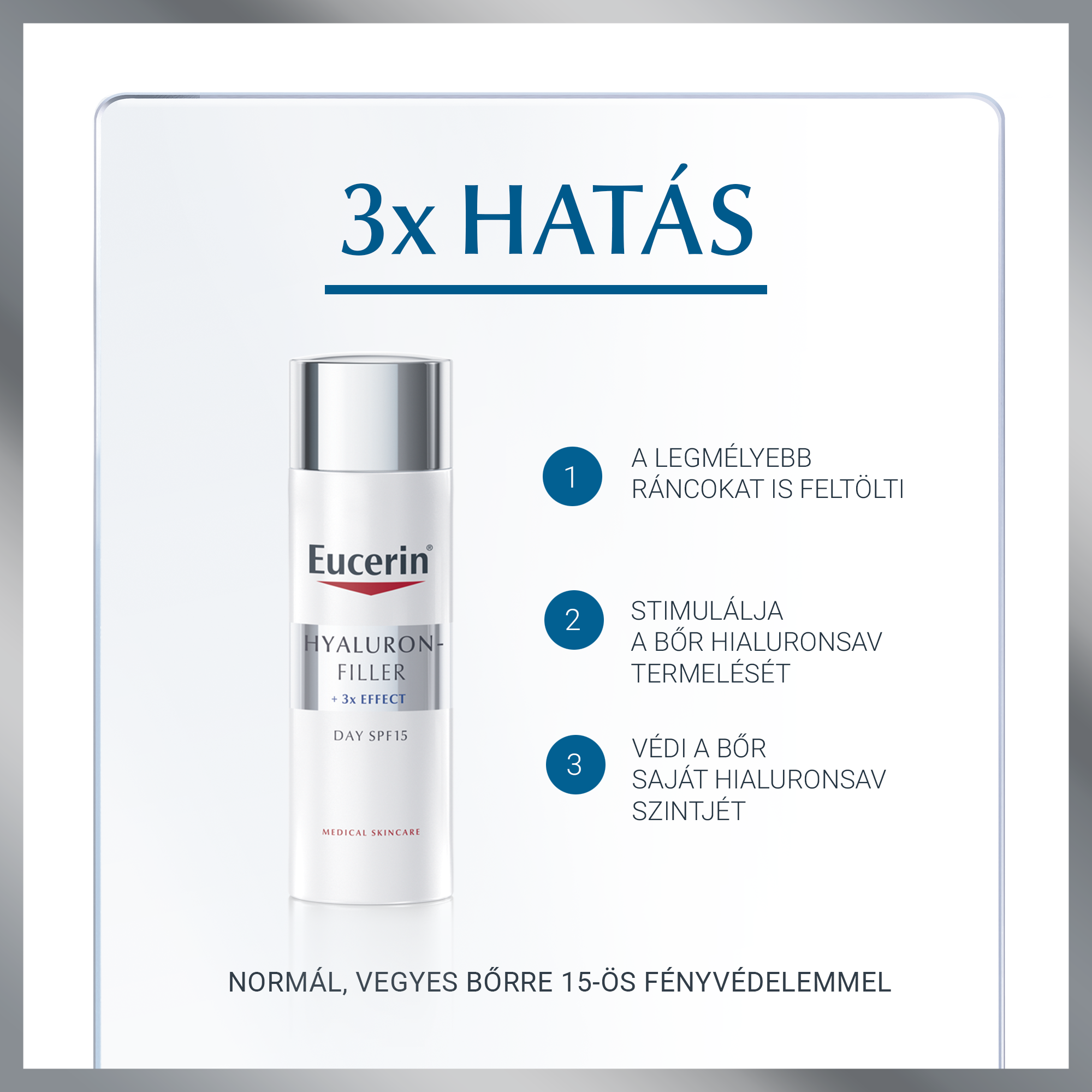 Eucerin Hyaluron-Filler Ráncfeltöltő nappali arckrém normál, vegyes bőrre 50 ml - Image 6