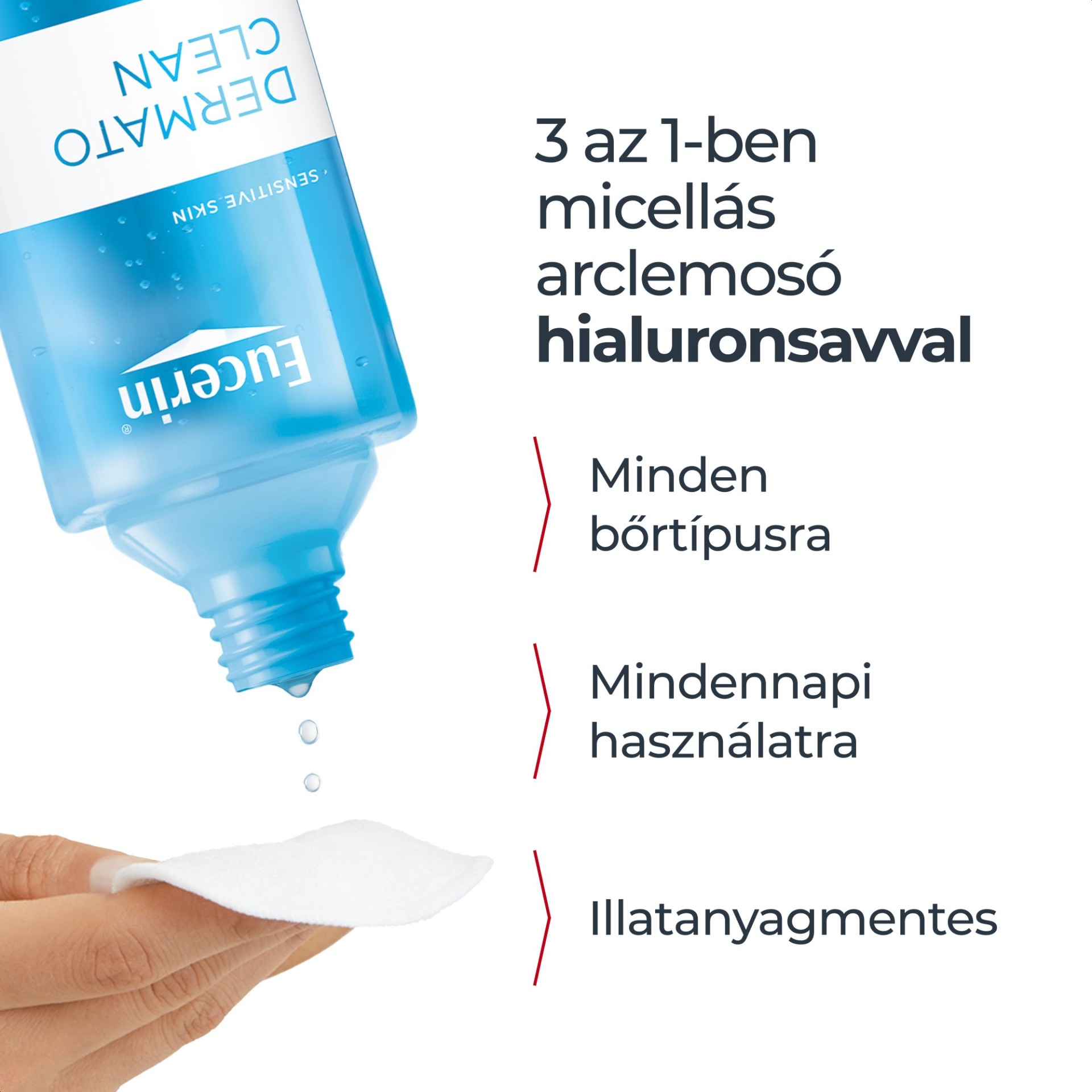 Eucerin DermatoCLEAN [HYALURON] 3 az 1-ben Micellás arclemosó 400 ml - Image 6