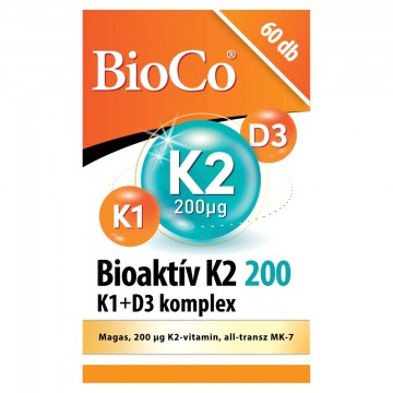 BioCo Bioaktív K2 200MCG K1+D3 Komplex Tabletta 60db