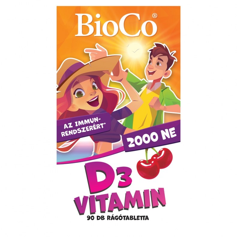 BioCo D3-Vitamin 2000NE Cseresznyés Rágótabletta 90db