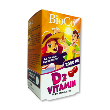 BioCo D3-Vitamin 2000NE Cseresznyés Rágótabletta 90db