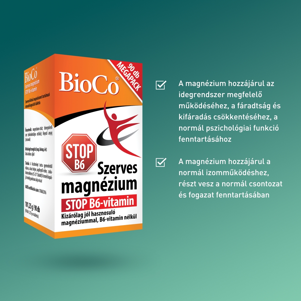 BioCo Szerves Magnézium STOP B6- Vitamin Tabletta 90 db - Image 5