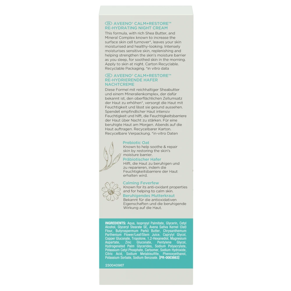 Aveeno Calm + Restore rehidratáló éjszakai arckrém 50ml