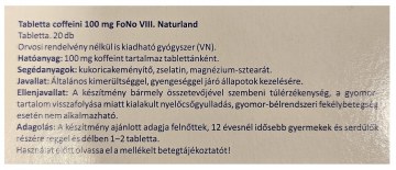 Alternative view of Naturland Coffeini tabletta 100mg Fono VIII 20x