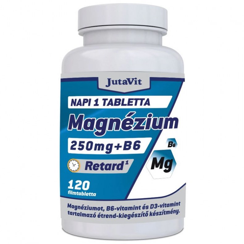 JutaVit Magnézium 250mg+B6+D3-vitamin RETARD filmtabletta – 120db