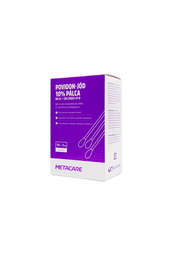 METACARE povidon-jód 10% tamponpálca - 10 x 3 db - 60 ml - Image 3