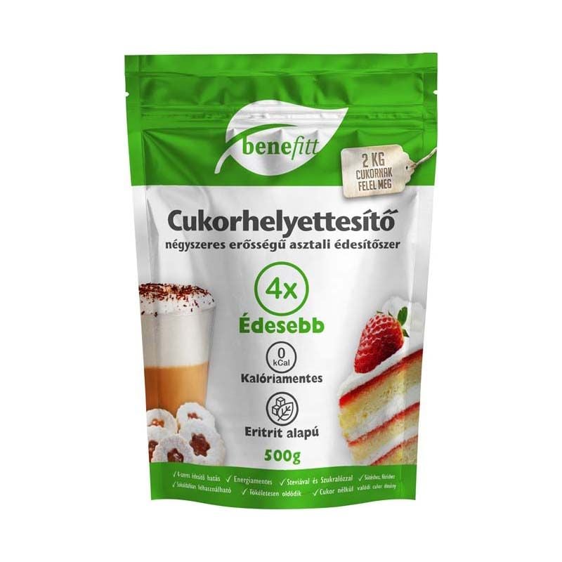 Interherb BeneFitt Cukorhelyettesítő (Eritrit, Stevia, Szukralóz) 4x erősségű 500g