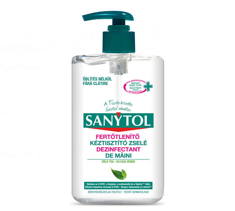 Sanytol Fertőtlenítő Kéztisztító Zselé – Zöld tea 250 ml