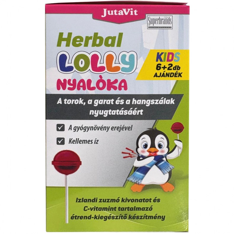 JutaVit Herabal LOLLY nyalóka torok, garat és hangszálak nyugtatásáért 6+2db