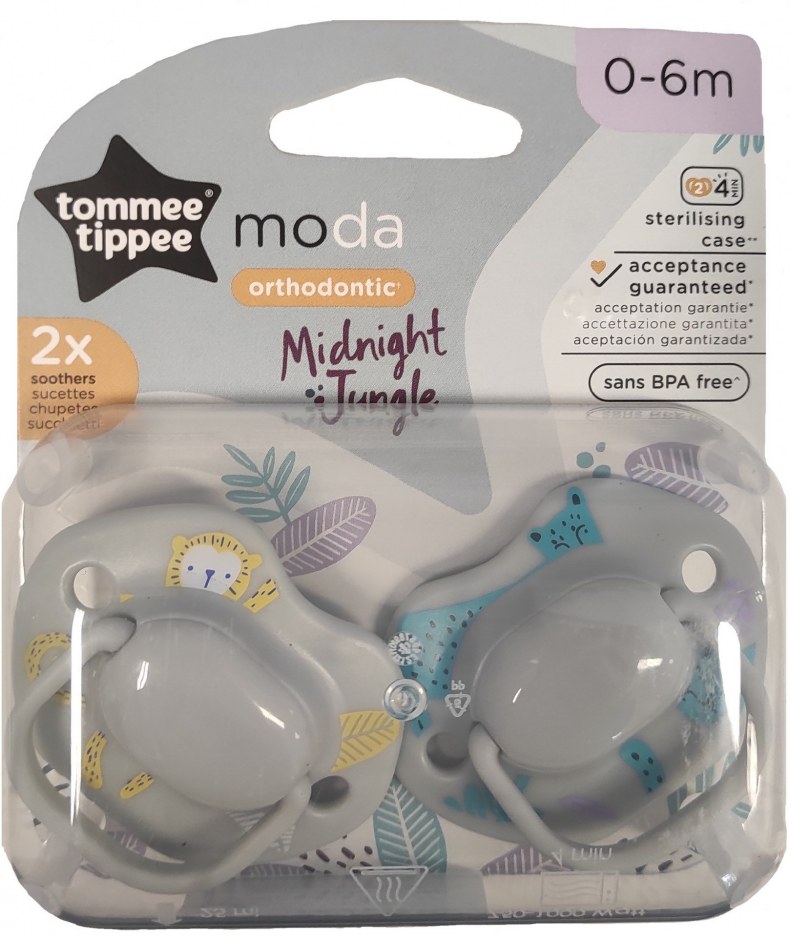 Tommee Tippee Moda Midnight Jungle Nyugtató cumi 0-6 Hó 2X