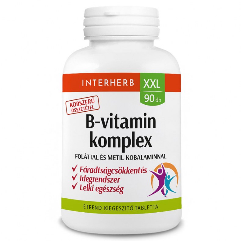 Interherb XXL B-Vitamin komplex tabletta Foláttal 90db