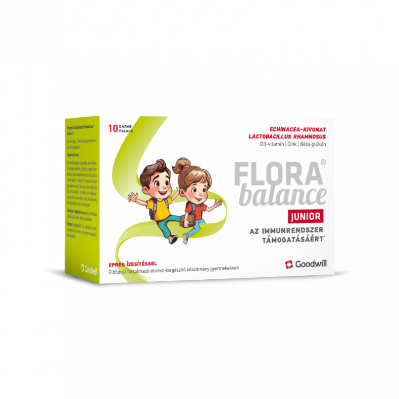 A Florabalance® Junior egy élőflórát tartalmazó étrend-kiegészítő készítmény gyermekeknek, Echinacea-kivonattal, D3-vitaminnal, cinkkel és béta-glükánnal.