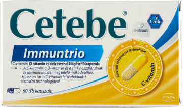 Alternative view of Cetebe Immuntrio C-vitamin, D-vitamin és cink étrend-kiegészítő kapszula 60 db 39,2 g
