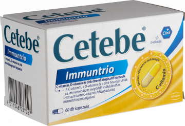 Cetebe Immuntrio C-vitamin, D-vitamin és cink étrend-kiegészítő kapszula 60 db 39,2 g