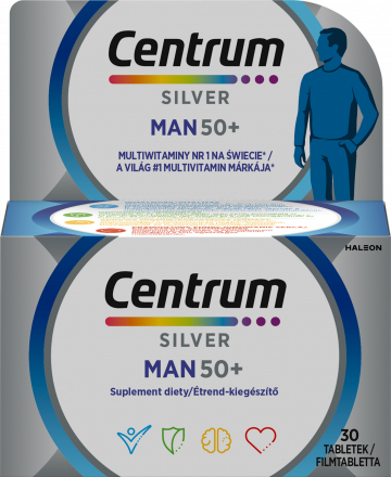 Centrum Silver Man 50+ étrend-kiegészítő készítmény 50 éven felüli férfiaknak 30 db 40 g