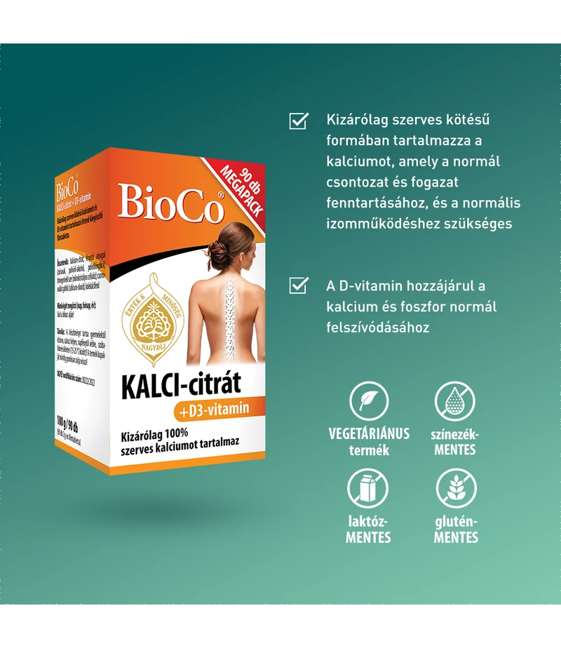 BioCo KALCI-citrát+D3-vitamin MEGAPACK filmtabletta 90 db - Image 3