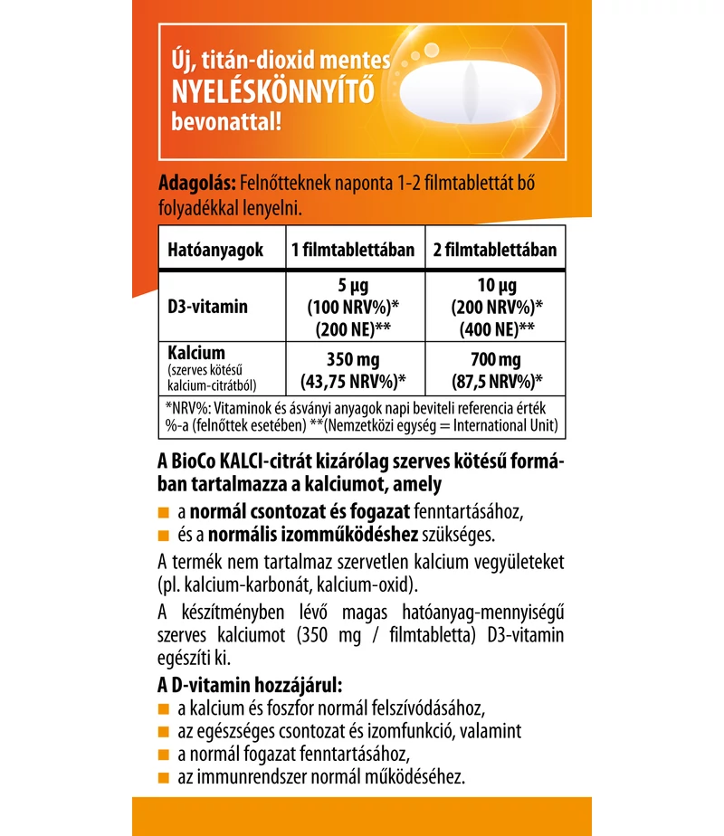 BioCo KALCI-citrát+D3-vitamin MEGAPACK filmtabletta 90 db - Image 2